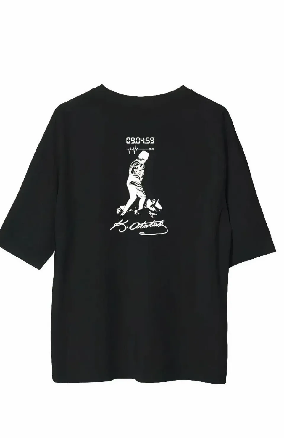 Unisex Bisiklet Yaka Baskılı Oversize T-Shirt - Siyah Somersan Giyim | Kadın, Erkek ve Çocuk Moda