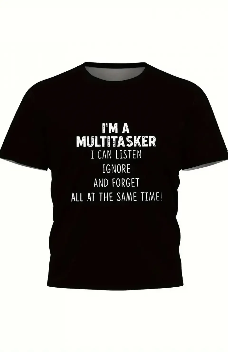 Erkekler İçin Tişörtler, Komik 'Multitasker' Baskılı Tişört, Yaz İlkbahar Sonbahar İçin Günlük Kısa Kollu Oversize Tişört, Hediye Olarak Üstler - Siyah