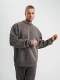Uzun Kol Bisiklet Yaka Basic SweatShirt - Füme