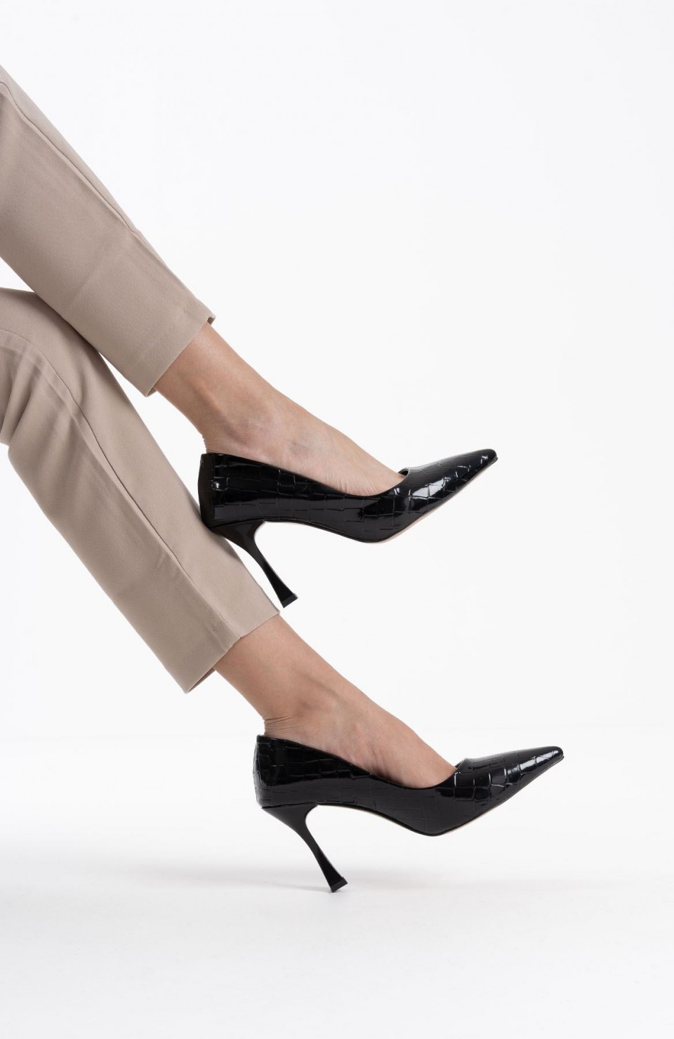 Kadın Siyah Kroko Rugan Stiletto TR08MS10A Somersan Giyim | Kadın, Erkek ve Çocuk Moda