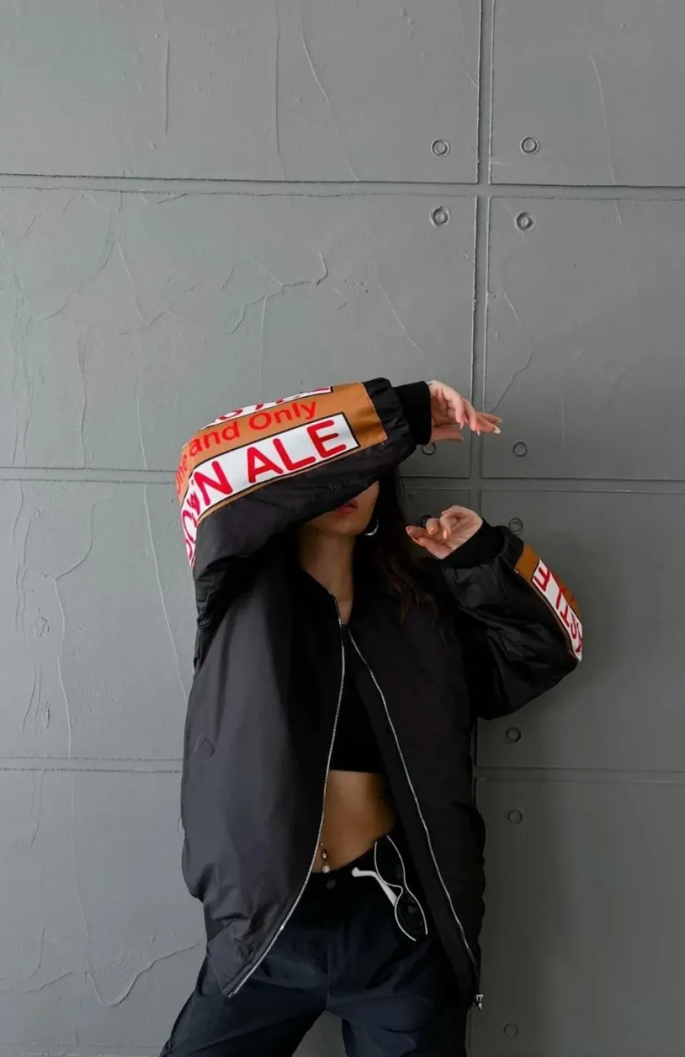 Kadın Sırt ve Kol Parça Baskılı Bomber Ceket - Siyah Somersan Giyim | Kadın, Erkek ve Çocuk Moda