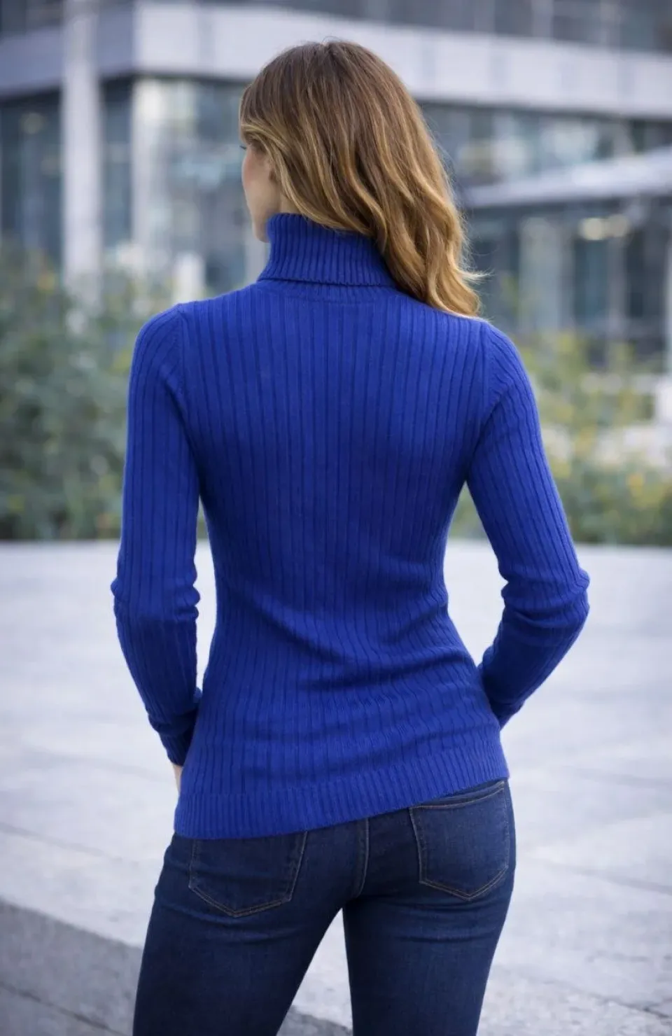 Kadın Balıkcı Yaka Bağazlı Triko Kazak Pamuklu Kalın Fitilli Dokuma - İndigo Somersan Giyim | Kadın, Erkek ve Çocuk Moda