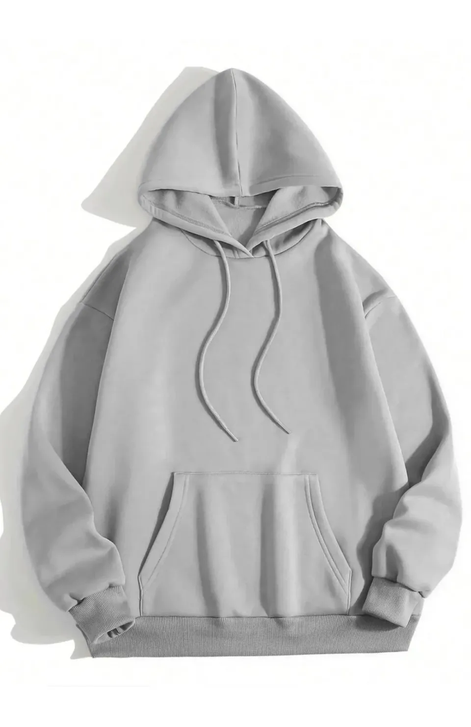 Erkek Düz Kapüşonlu Sweat - Boyalı Gri