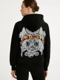 Metallica İki İplik Kapüşonlu Ön ve Arka Baskılı hoodie - Siyah