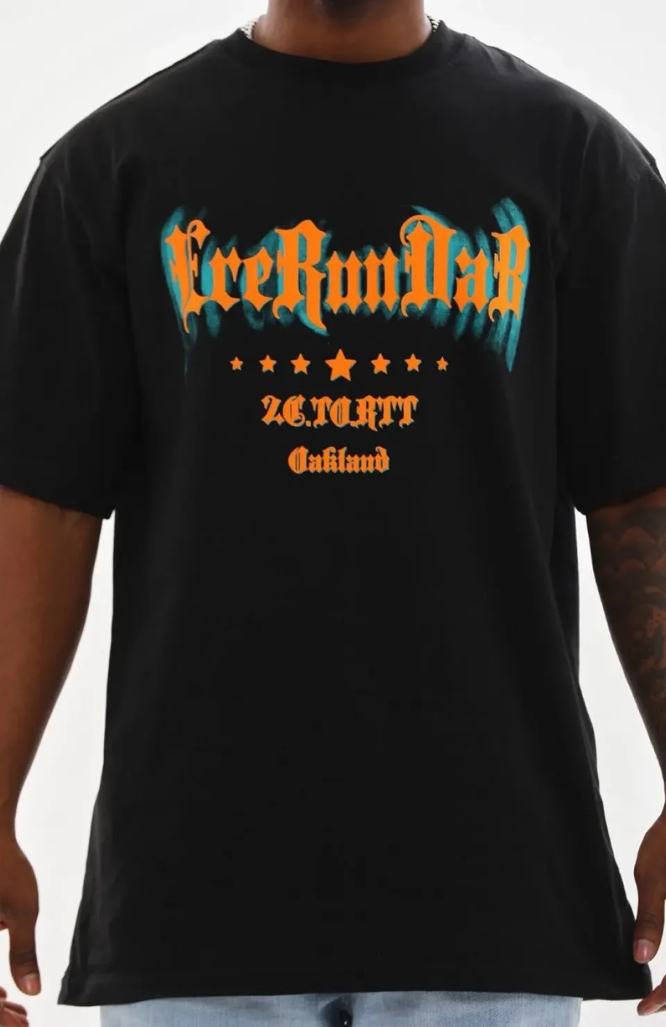 Unisex Baskılı Oversize T-Shirt - Siyah