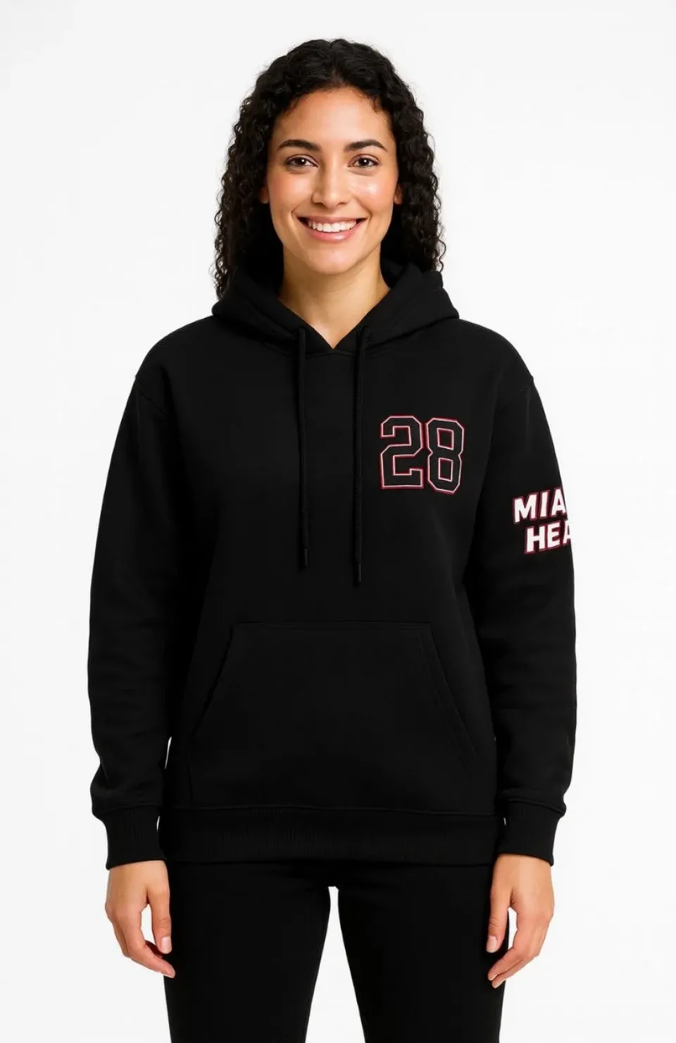 Kadın Üç İplik Kapüşonlu Ön ve Arka Baskılı SweatShirt hoodie - Siyah