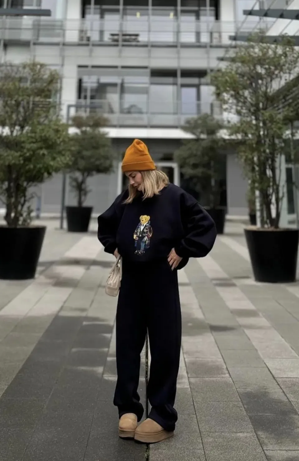 Bisiklet Yaka Üç İplik Sweat Takım - Siyah