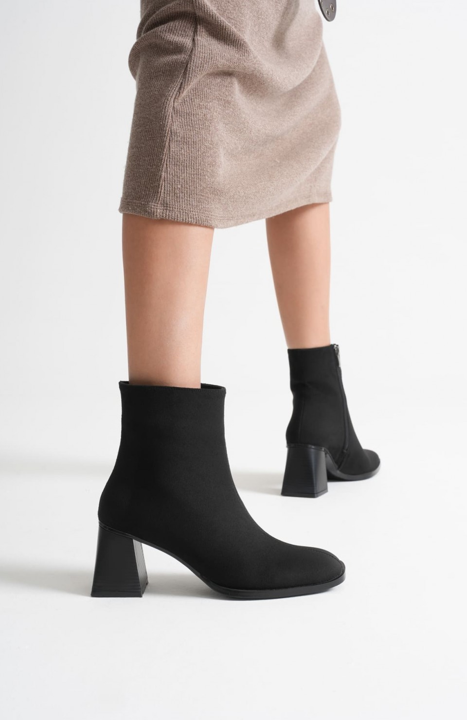 Kadın Siyah Süet Topuklu BotTR08MK24D Somersan Giyim | Kadın, Erkek ve Çocuk Moda