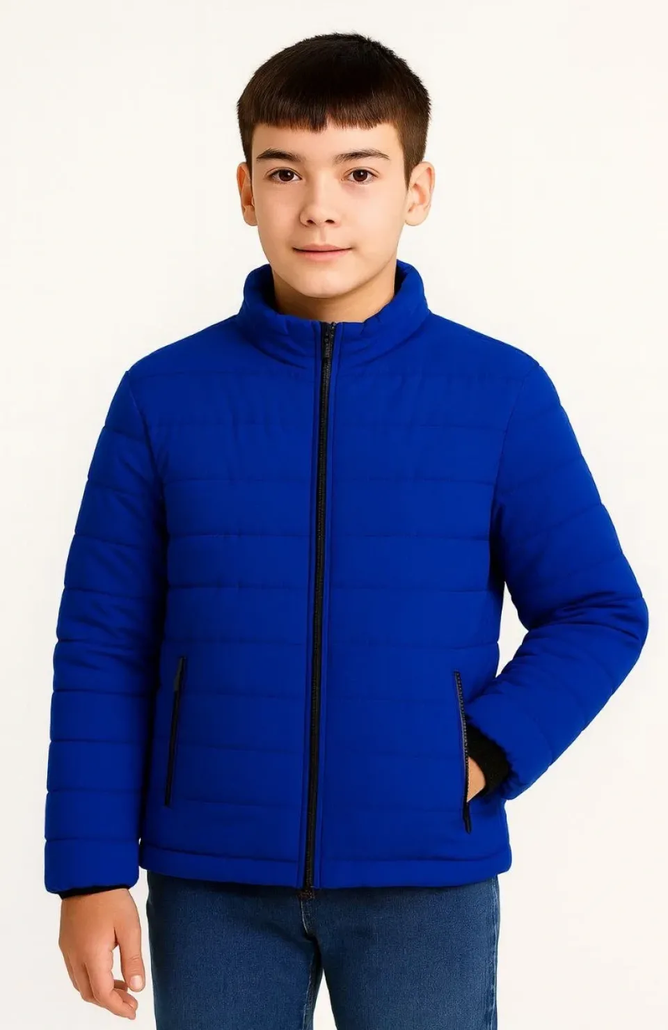 Erkek Çocuk Şişme Mont Hafif ve Sıcak Tutucu Kışlık Fermuarlı Su İtici Rahat Günlük Mont Kapüşonuz Modern Tasarım - Saks Mavisi Somersan Giyim | Kadın, Erkek ve Çocuk Moda
