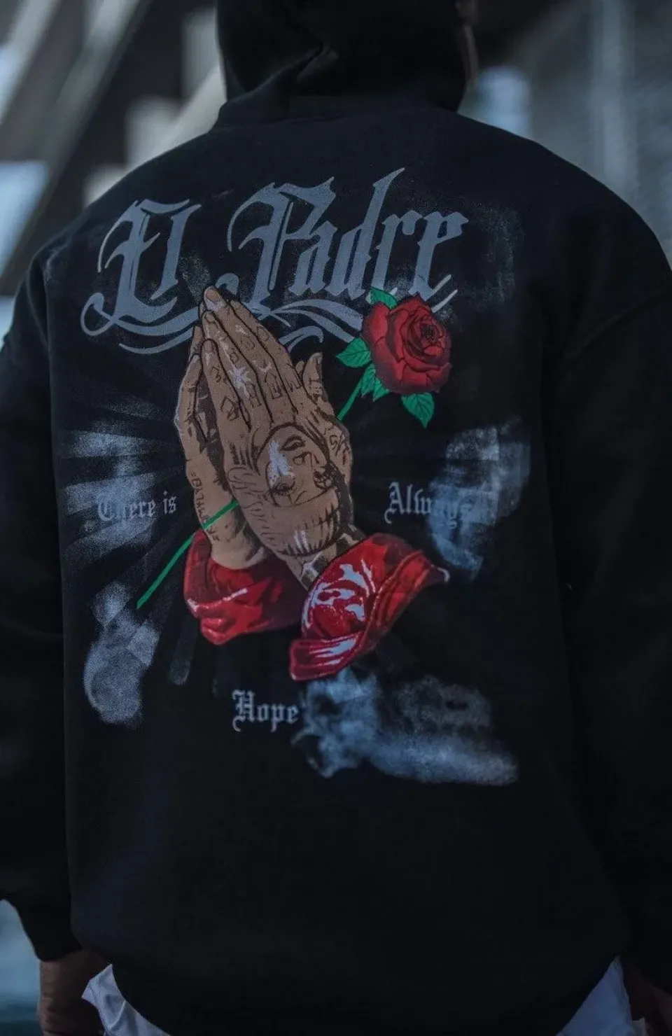 Üç İplik Penye Kapşonlu Baskılı SweatShirt - Siyah