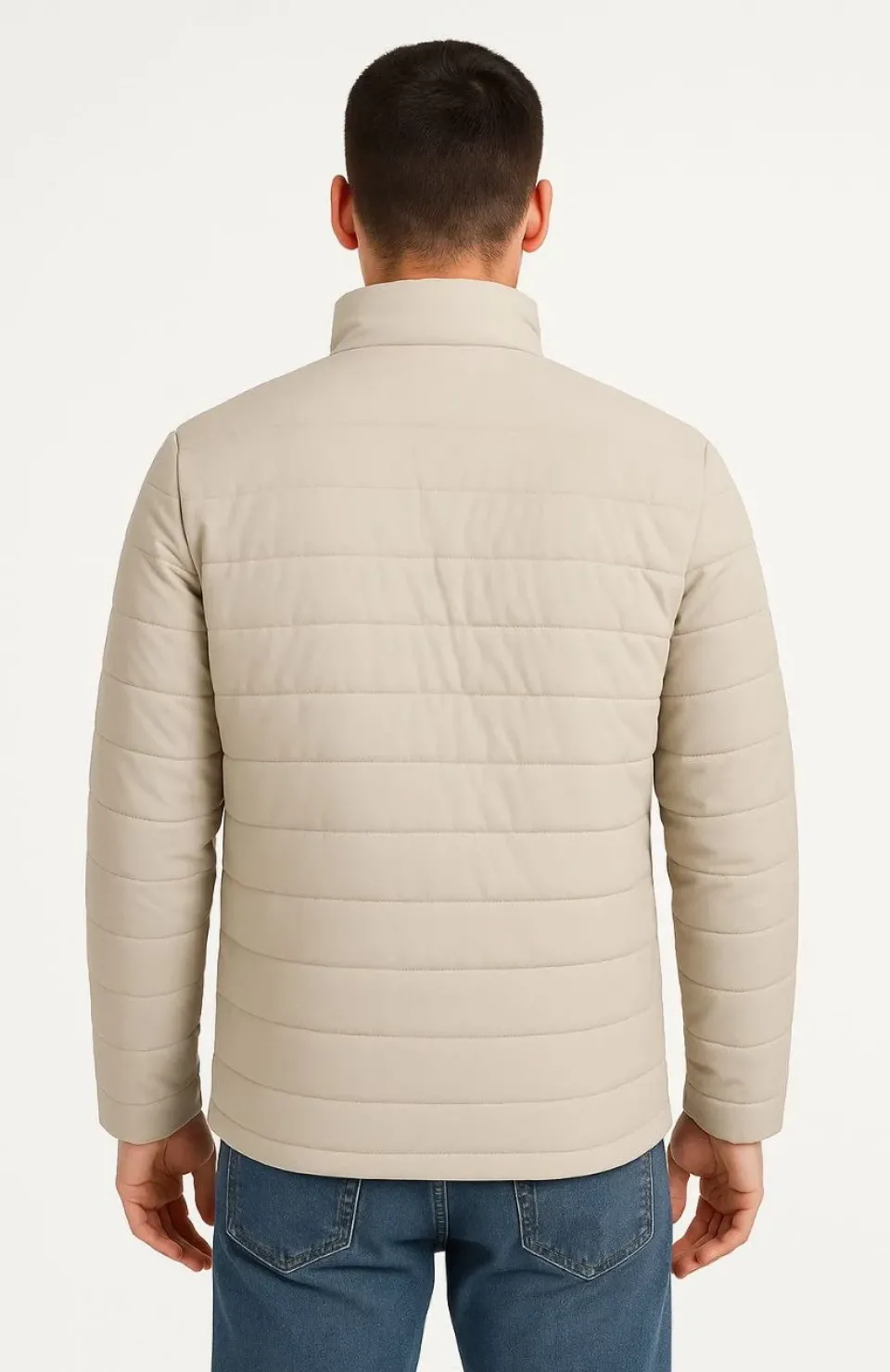 Erkek Bomber Mont Ceket – Su İtici Kumaş, Kapitone Astarlı, Fermuarlı, Kışlık - Bej