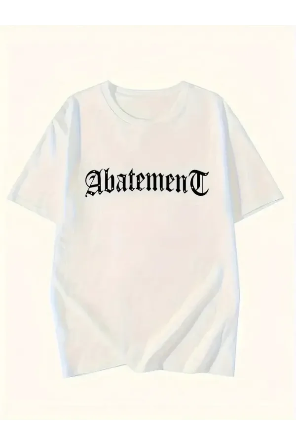 Örümcek Ağı Desenli Baskılı Oversize Bisiklet Yaka T-shirt  - Beyaz