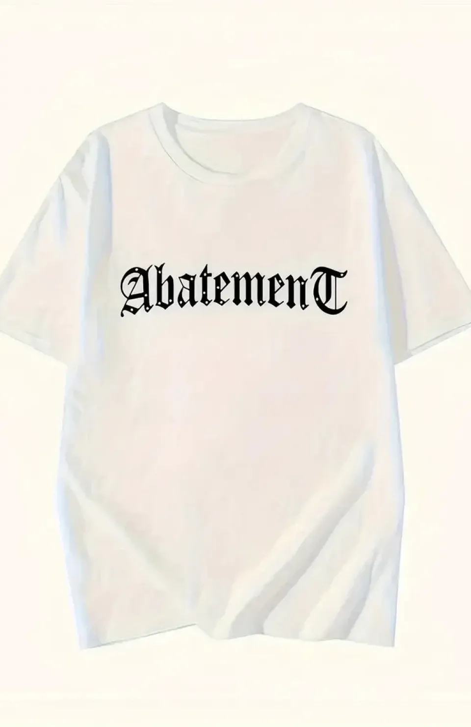 Örümcek Ağı Desenli Baskılı Oversize Bisiklet Yaka T-shirt  - Beyaz