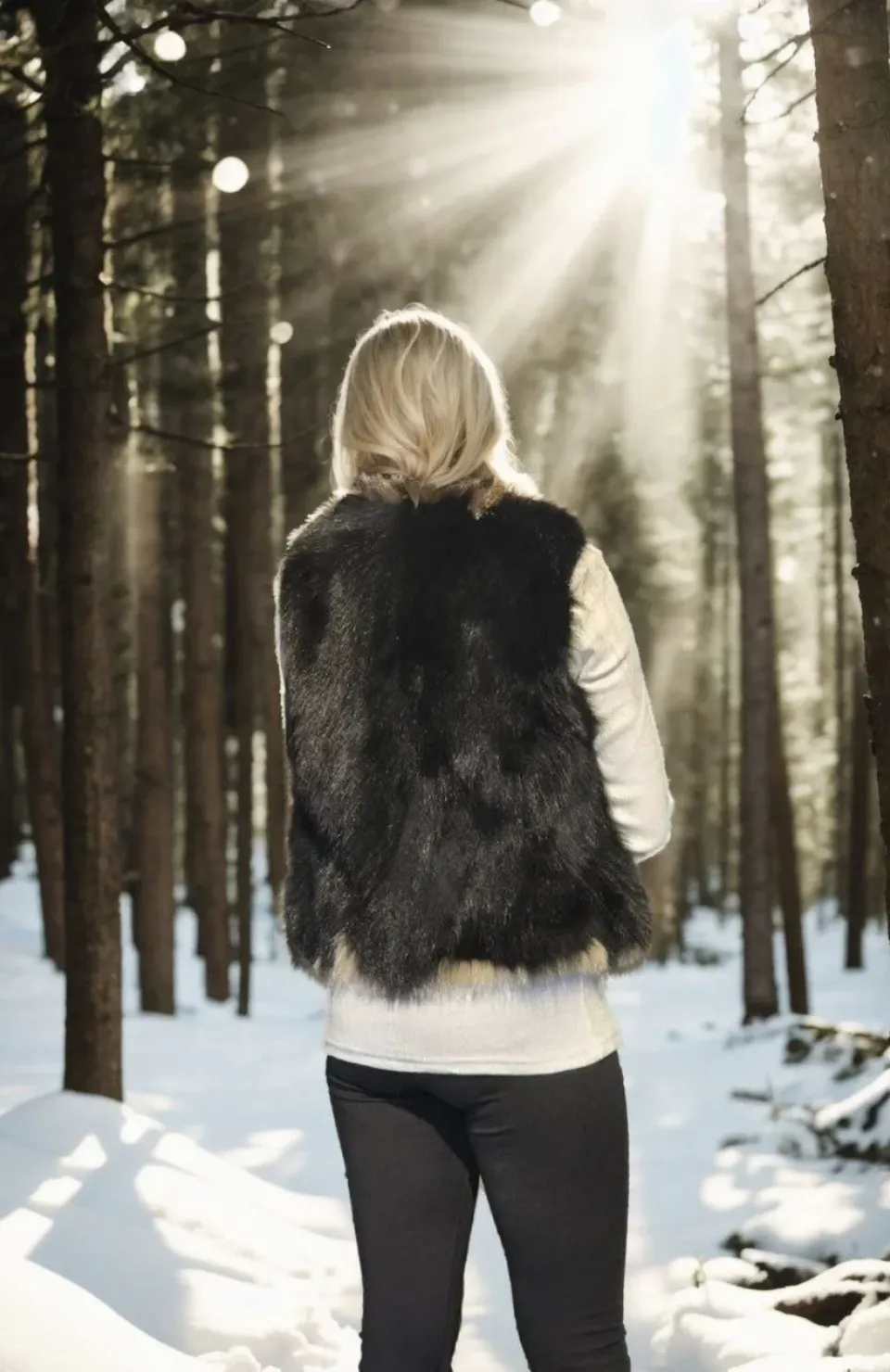 Kadın Kolsuz Fermuarlı Yelek - Siyah