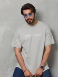 Unisex Bisiklet Yaka Baskılı Oversize T-Shirt - Gri Somersan Giyim | Kadın, Erkek ve Çocuk Moda