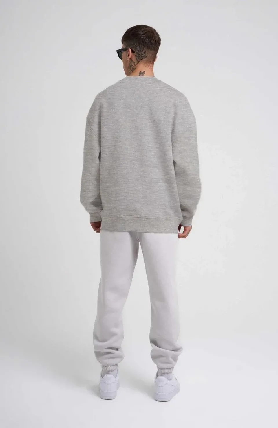 Unisex Biskilet Yaka Üç İplik SweatShirt - Gri