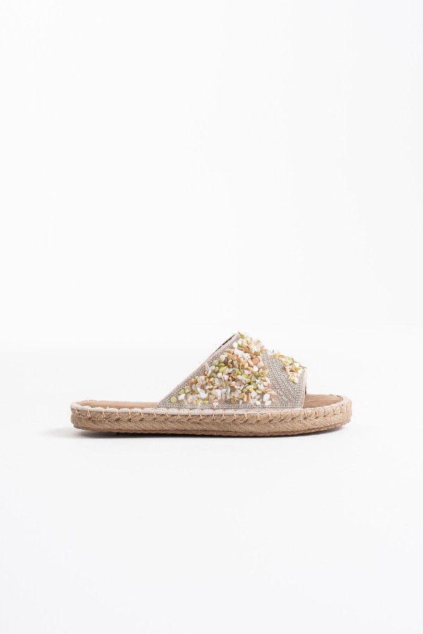 Kadın Bej Taş İşlemeli Terlik TR35MY08B