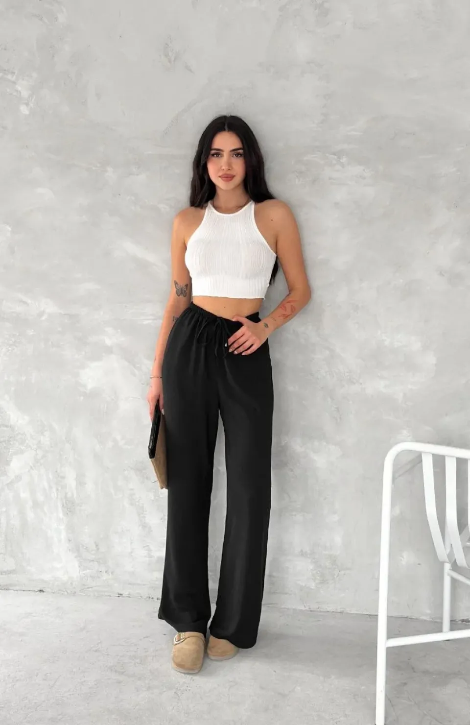 Ayrobin Oversize Kadın Pantalon - Siyah