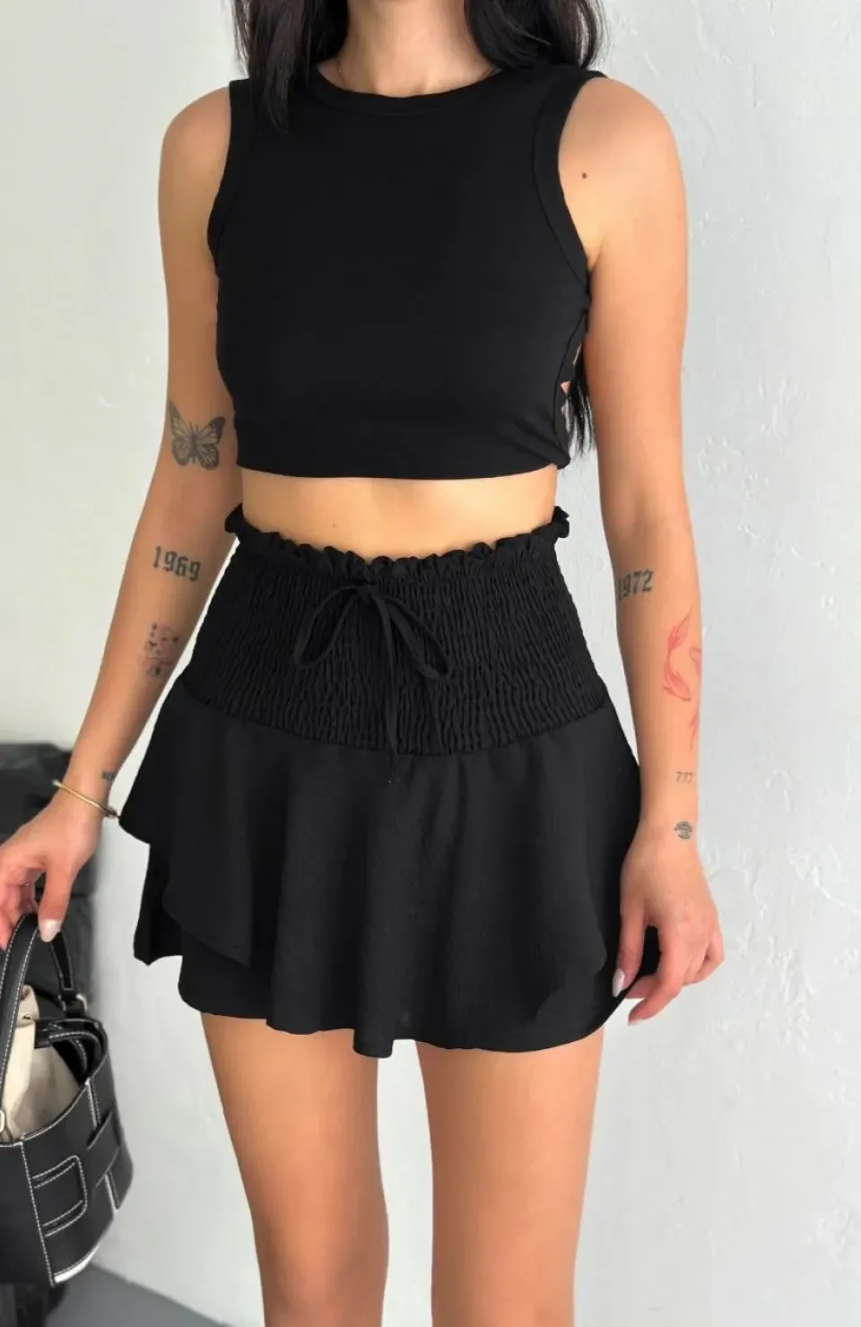 Ayrobin Şortlu Etek - Siyah