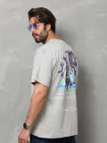 Unisex Bisiklet Yaka Baskılı Oversize T-Shirt - Gri Somersan Giyim | Kadın, Erkek ve Çocuk Moda