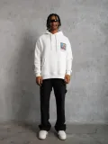 Erkek Patel Six Baskılı Kapüşonlu Sweat - Beyaz
