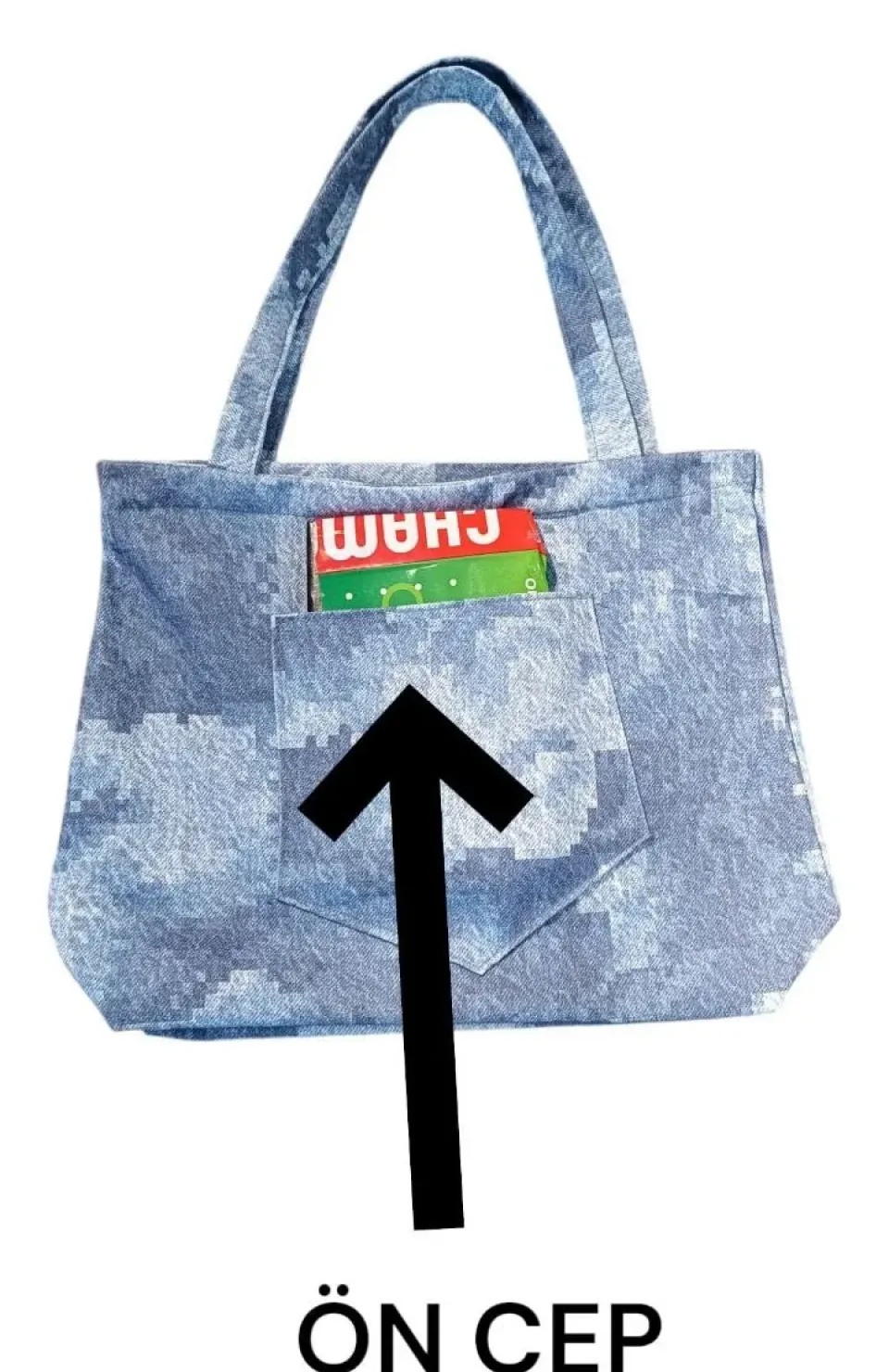 Blujin Desenli Piknik ve Deniz Cepli Fermuarlı Çanta - Mavi