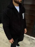 Erkek Polar Fermuarlı Sweatshirt – Kapüşonsuz, Cepli, Yumuşak Dokulu, Oversize Rahat Kalıp, Kışlık Sıcak Tutan Fermuarlı Üst - Siyah
