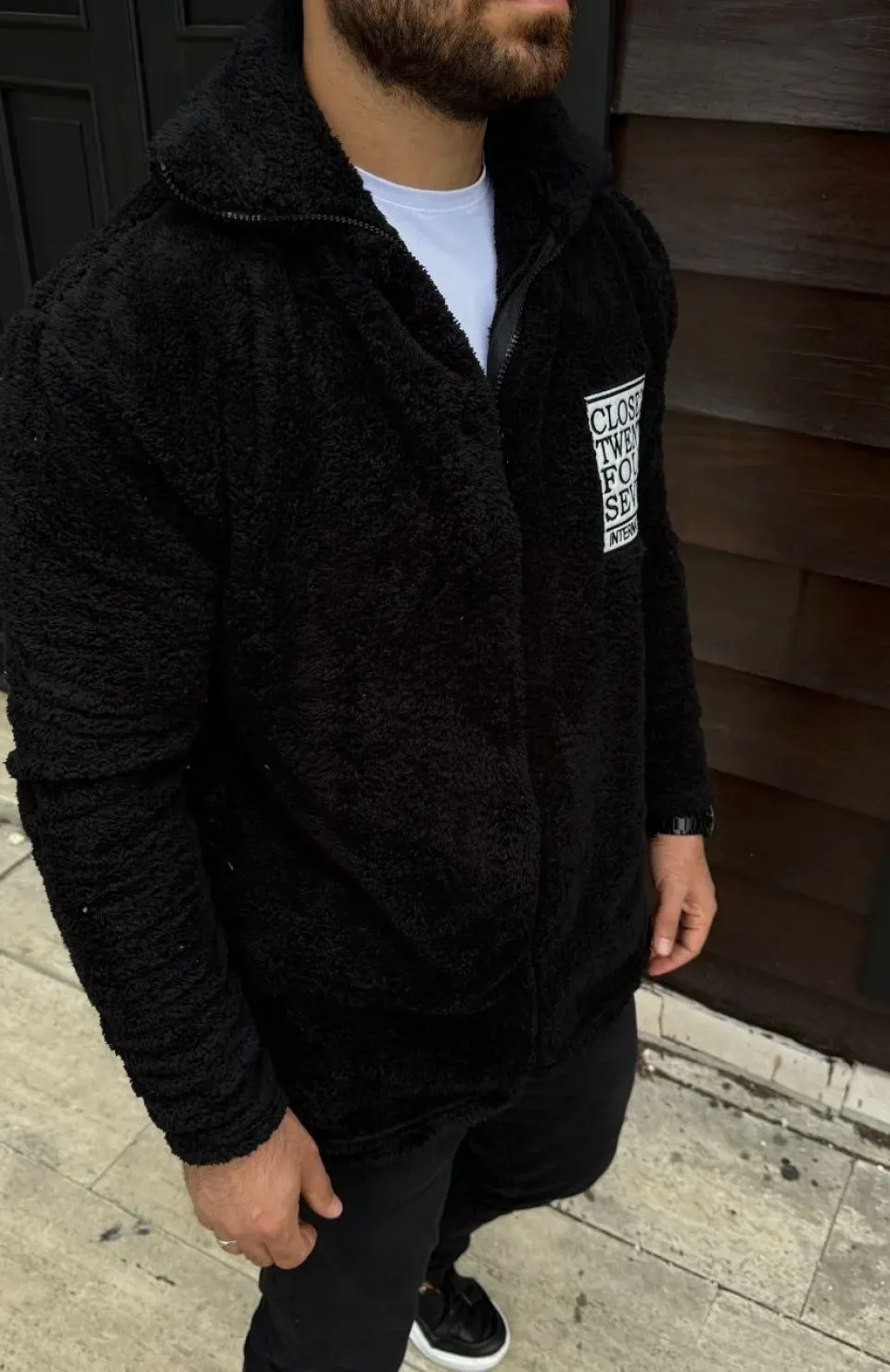 Erkek Polar Fermuarlı Sweatshirt – Kapüşonsuz, Cepli, Yumuşak Dokulu, Oversize Rahat Kalıp, Kışlık Sıcak Tutan Fermuarlı Üst - Siyah