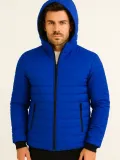 Erkek Şişme Kapüşonlu Fermuarlı Mont Su itici Kapitone Astarlı Kumaş Cepli Kışlık Rahat Kalıp - Saks Mavisi Somersan Giyim | Kadın, Erkek ve Çocuk Moda