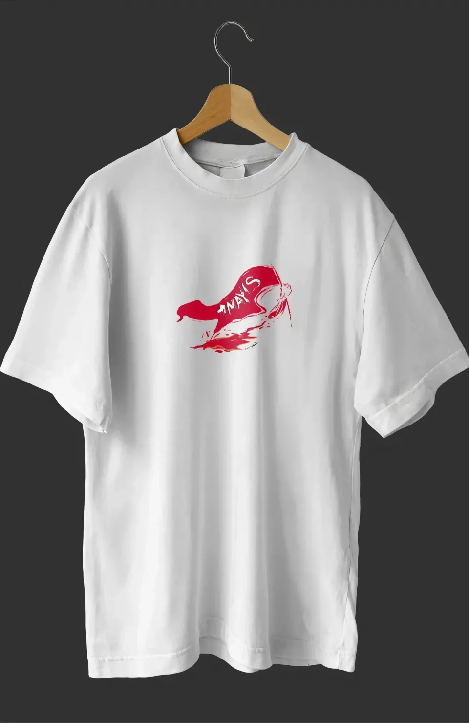 1 Mayıs Emekçilerimiz İçin Özel Tasarım 1 Mayıs Baskılı T-shirt - Beyaz