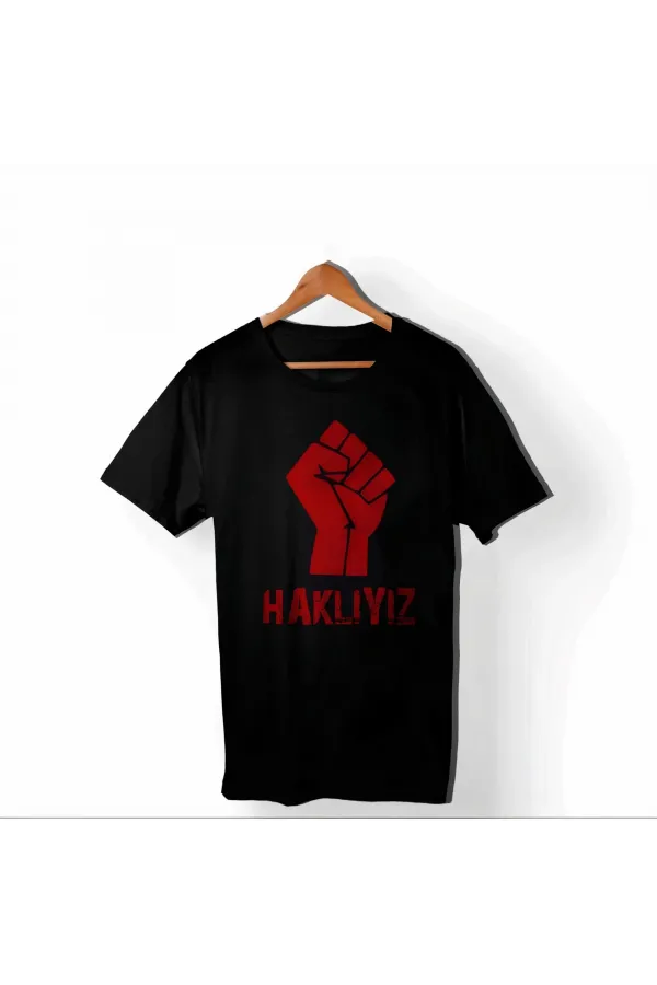 1 Mayıs Emekçilerimiz İçin Özel Tasarım HAKLIYIZ Baskılı T-shirt - Siyah