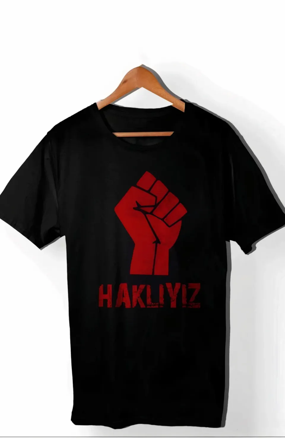 1 Mayıs Emekçilerimiz İçin Özel Tasarım HAKLIYIZ Baskılı T-shirt - Siyah