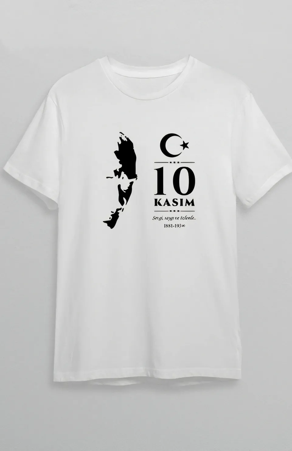 10 Kasım Atatürk Baskılı T-shirt - Beyaz