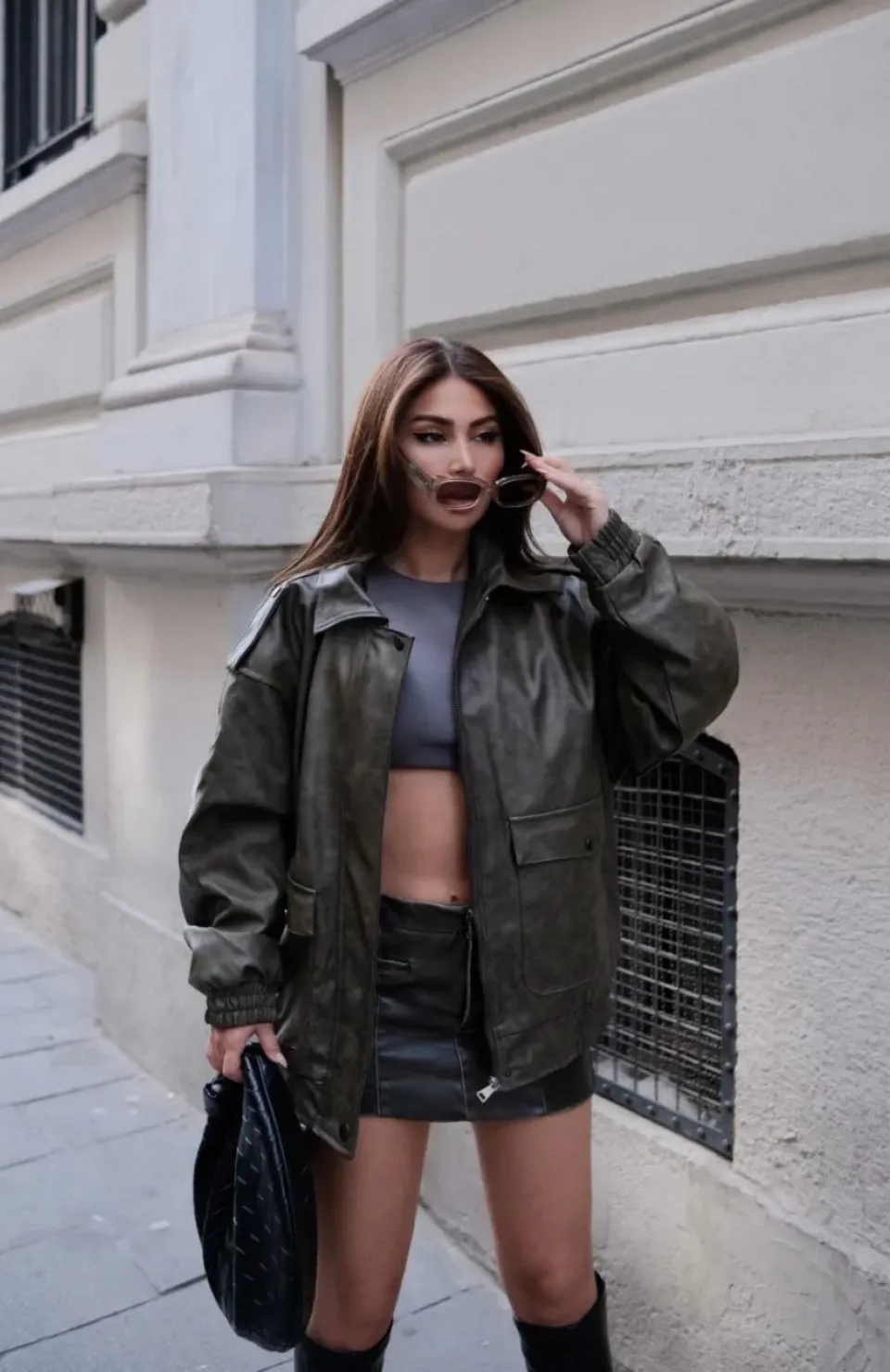 Suni Deri Pilot Ceket