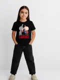 Kız Labubu Çocuk Baskılı T-Shirt - Siyah