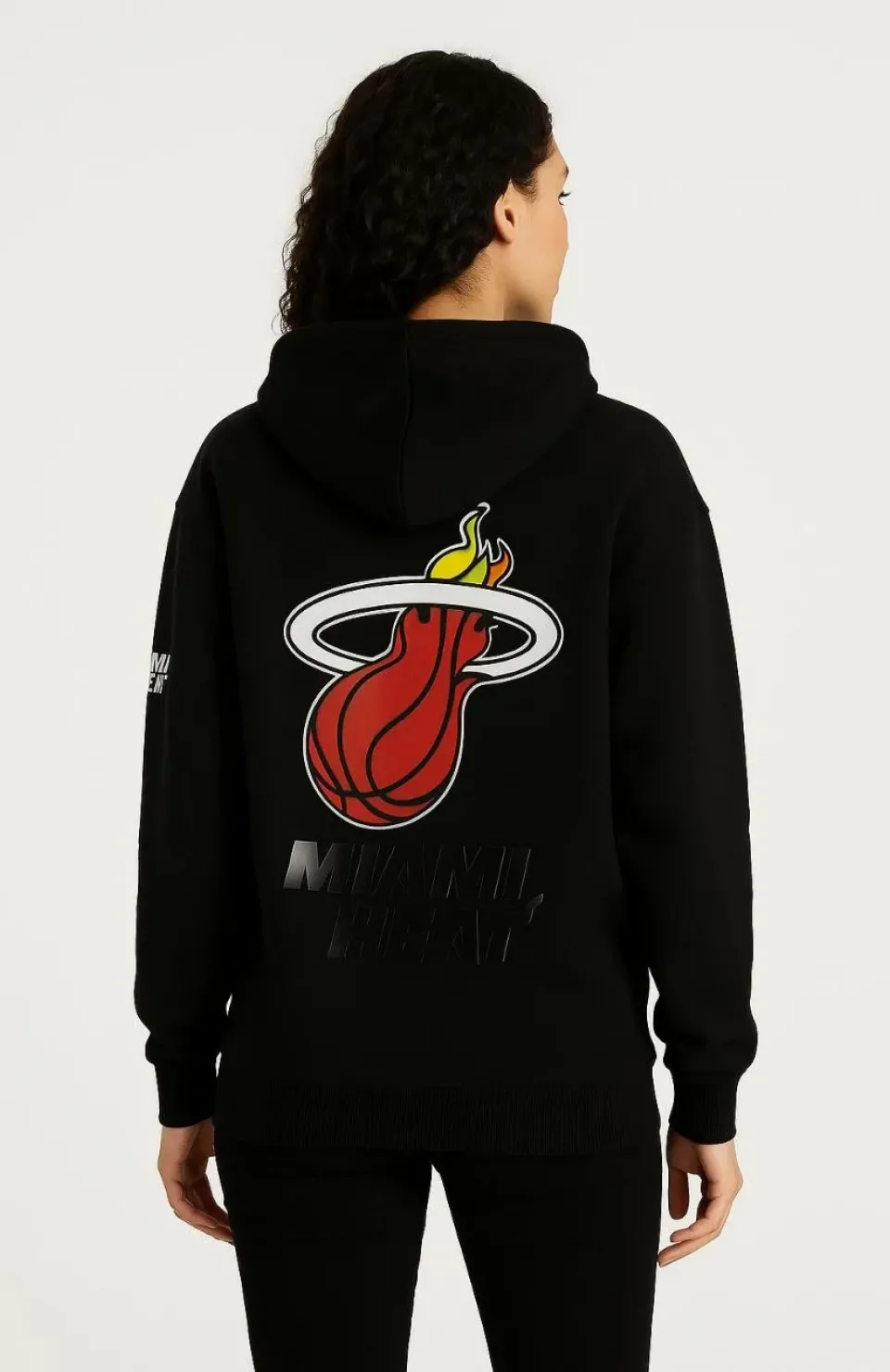 Kadın Üç İplik Kapüşonlu Ön ve Arka Baskılı SweatShirt hoodie - Siyah