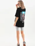 Unisex Baskılı Oversize T-Shirt - Siyah