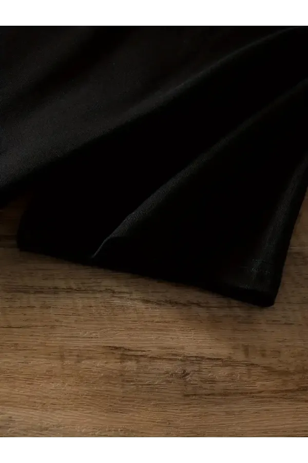 20/1 Penye Compack Ayı Baskılı Oversize Bisiklet Yaka Kısa Kol T-shirt - Siyah