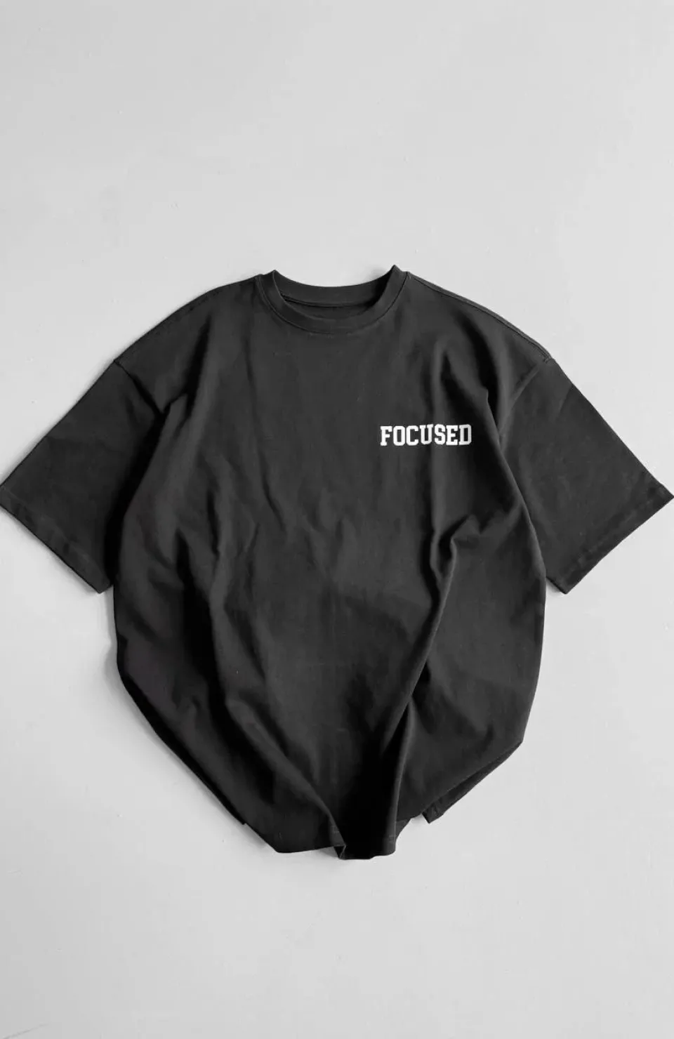 20/1 Penye CompackBaskılı Oversize Bisiklet Yaka Kısa Kol Yazlık T-shirt - Siyah