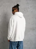 Erkek Oversize Kapüşonlu Sweatshirt – Beyaz Renk Üç İplik İçi Pamuklu Kanguru Cepli Baskılı Hoodie Rahat Kalıp Kışlık Günlük Kombinlere Uygun - Beyaz
