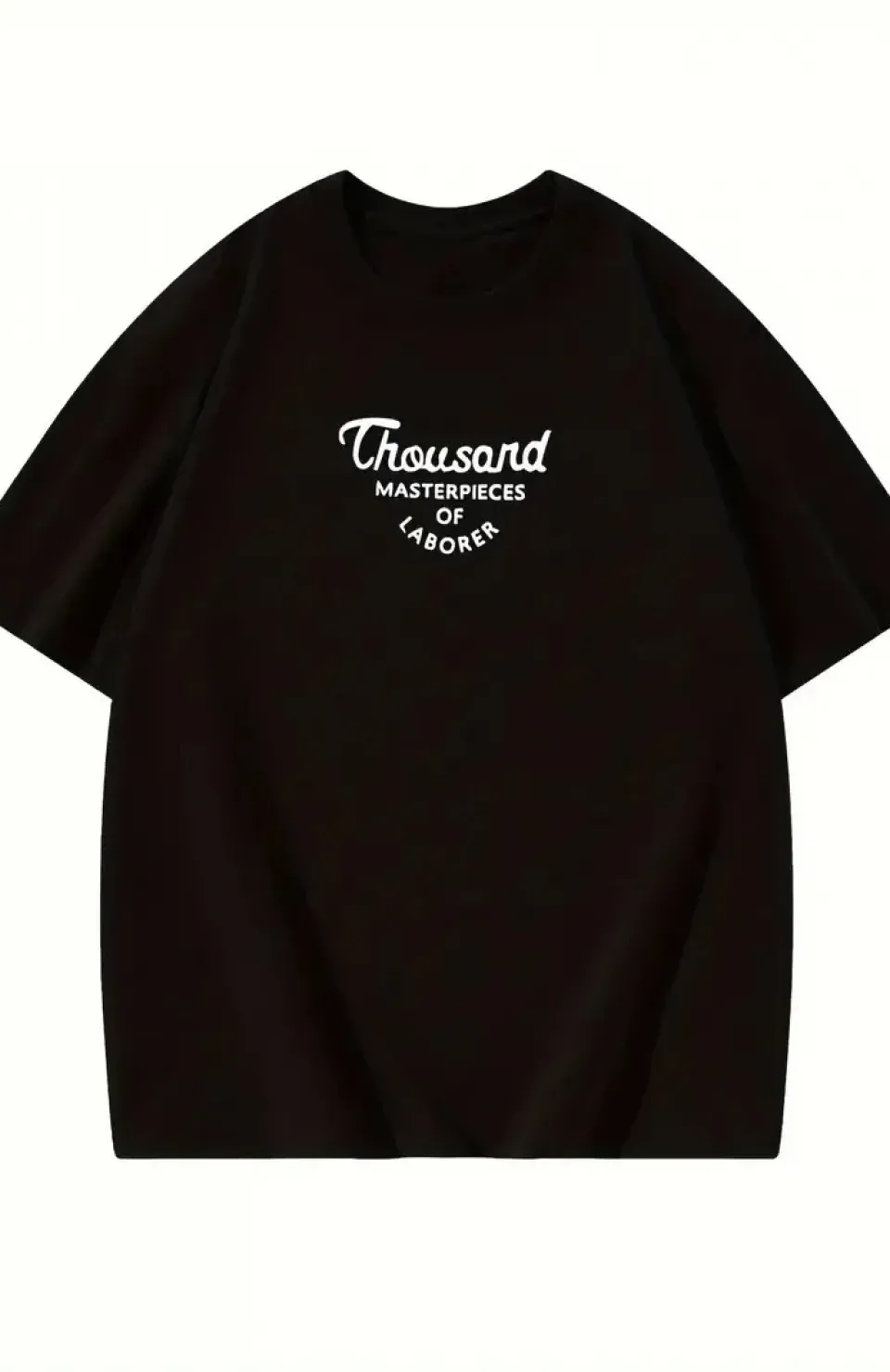 Thousand Ön Arka Baskılı Oversize Bisiklet Yaka T-shirt - Siyah