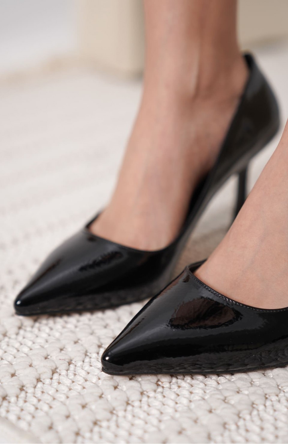 Kadın Siyah Kırışık Rugan Stiletto TR08MS26E Somersan Giyim | Kadın, Erkek ve Çocuk Moda