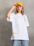 Unisex Baskılı Oversize T-Shirt - Beyaz