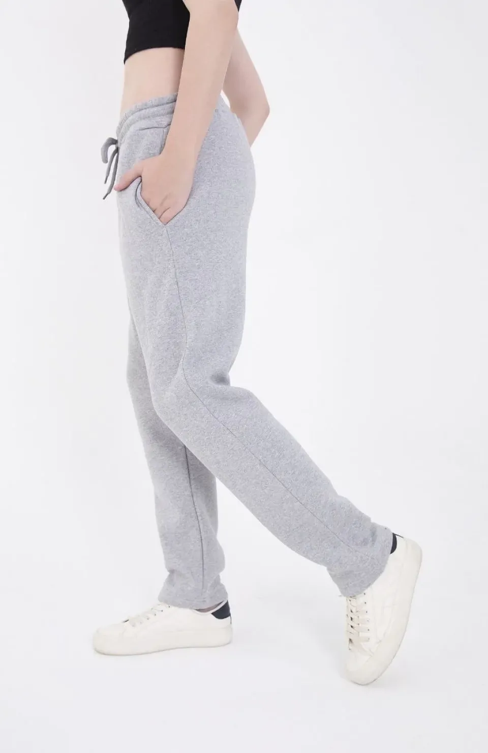 Kadın Lastikli Baskılı Eşofman Pantolon - Gri