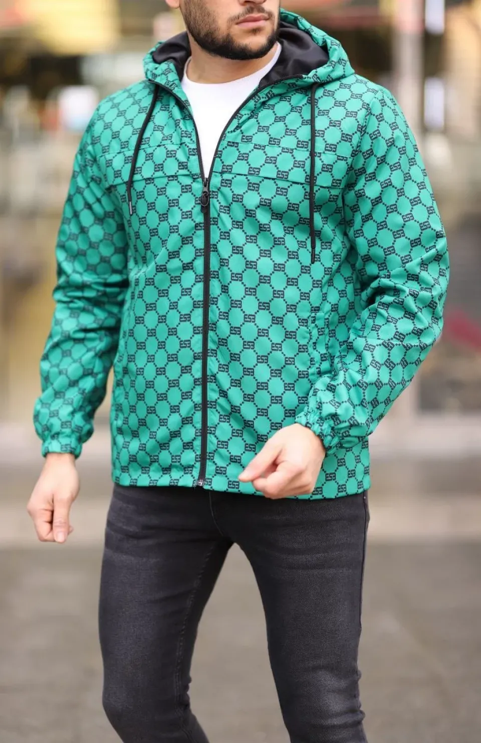 Unisex Kapüşonlu İçi Astarlı Yağmurluk - Zümrüt