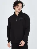 Erkek Yarım Fermuarlı Baskılı Sweat - Siyah Somersan Giyim | Kadın, Erkek ve Çocuk Moda