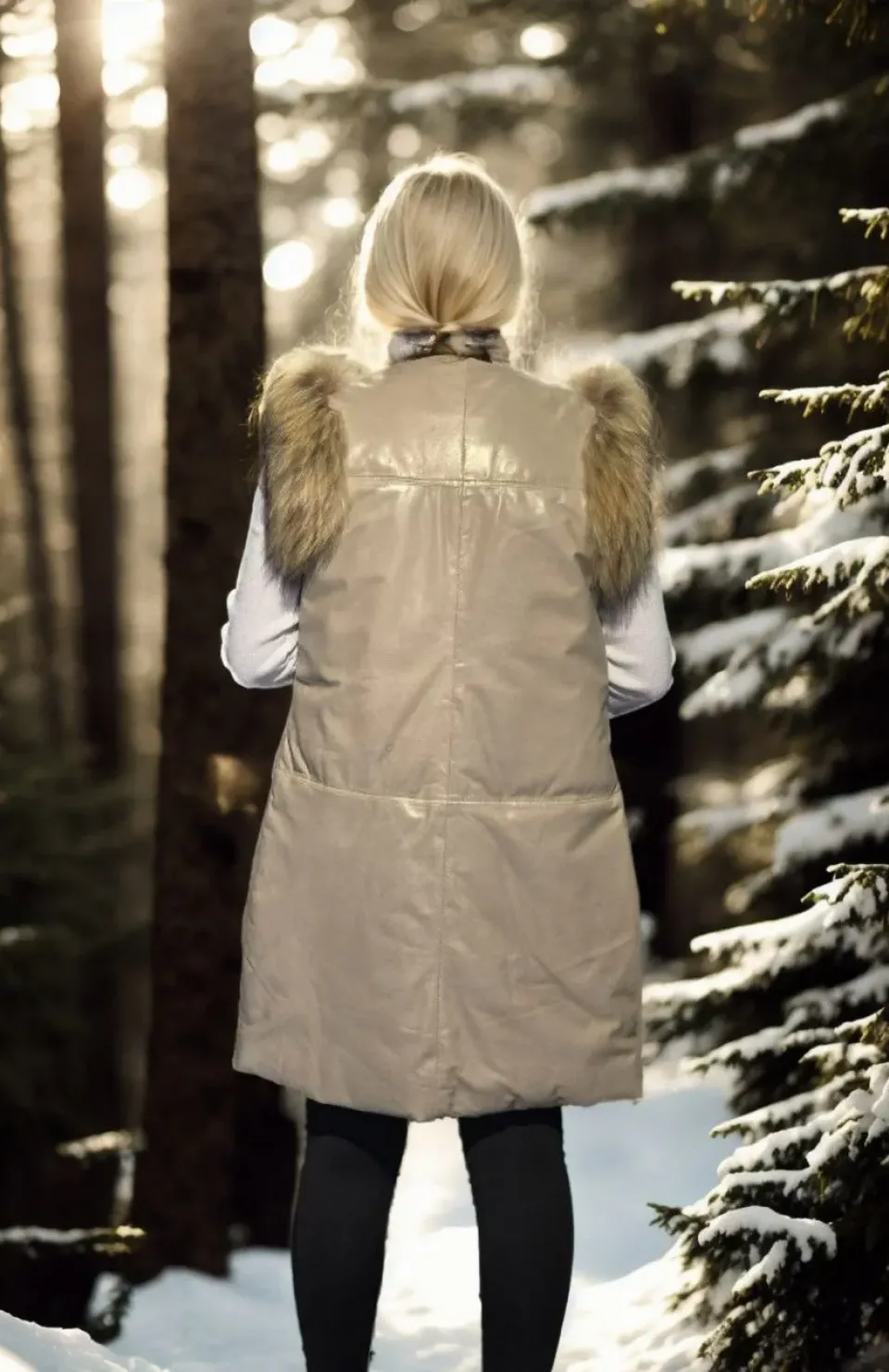 Kadın Kolsuz Hakiki Deri Kürk - Krem Somersan Giyim | Kadın, Erkek ve Çocuk Moda