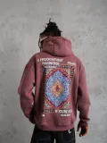 Erkek Kilim Desen Kapüşonlu Sweat - Gül Kurusu Somersan Giyim | Kadın, Erkek ve Çocuk Moda