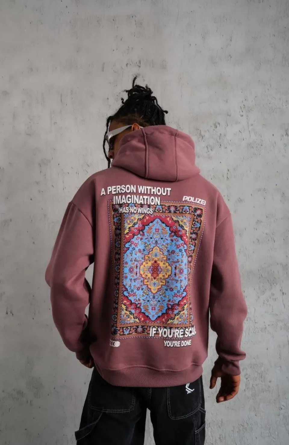 Erkek Kilim Desen Kapüşonlu Sweat - Gül Kurusu Somersan Giyim | Kadın, Erkek ve Çocuk Moda