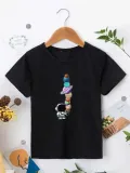 Çocuk Unisex Baskılı T-Shirt - Siyah